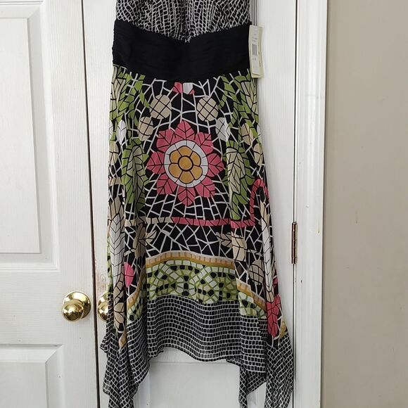 Sangria Petite 100% Silk Hankerchief halter boho bohemian printed dress Sz 8P - Picture 2 of 7